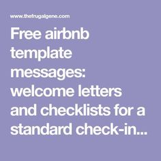 AirBnB Template Messages Welcome Letters & Security