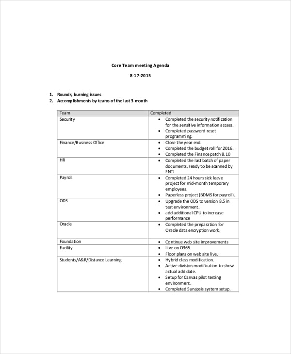 MS Word Meeting Agenda Templates Word Excel Templates