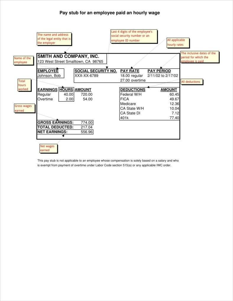 Download Pay Stub Template Free for Free TidyForm