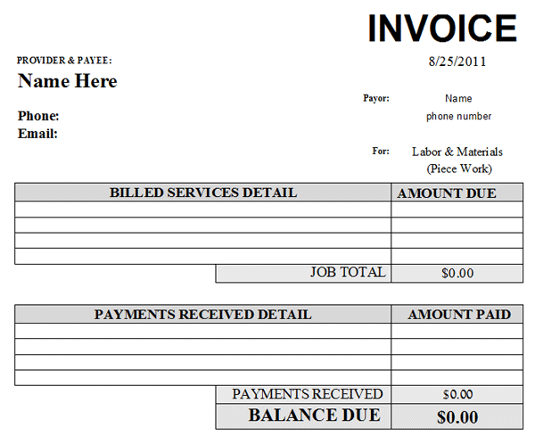 Auto Repair Invoice Template Excel Excel Tmp