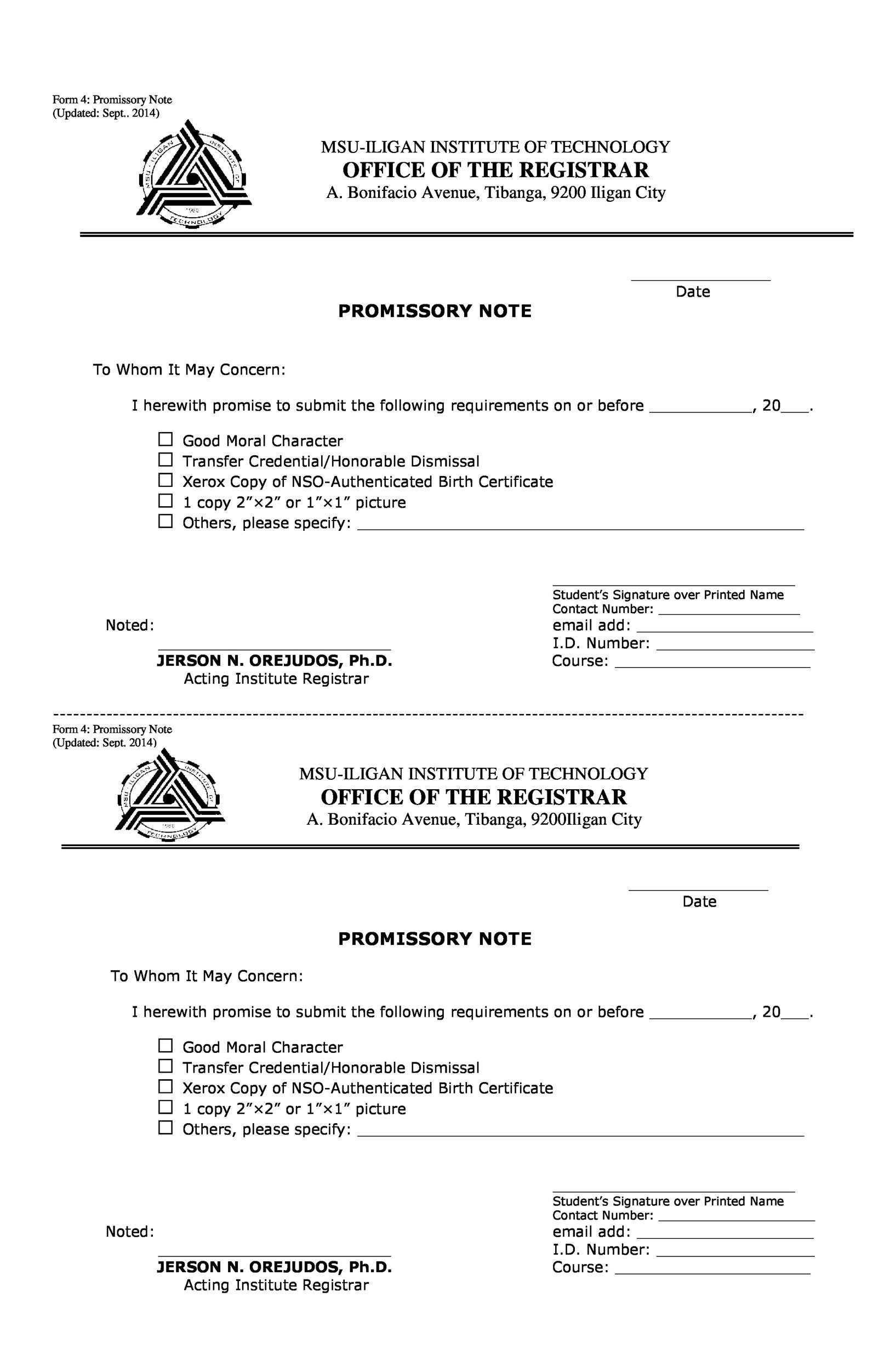 Free Promissory Note Forms Free Legal Documents