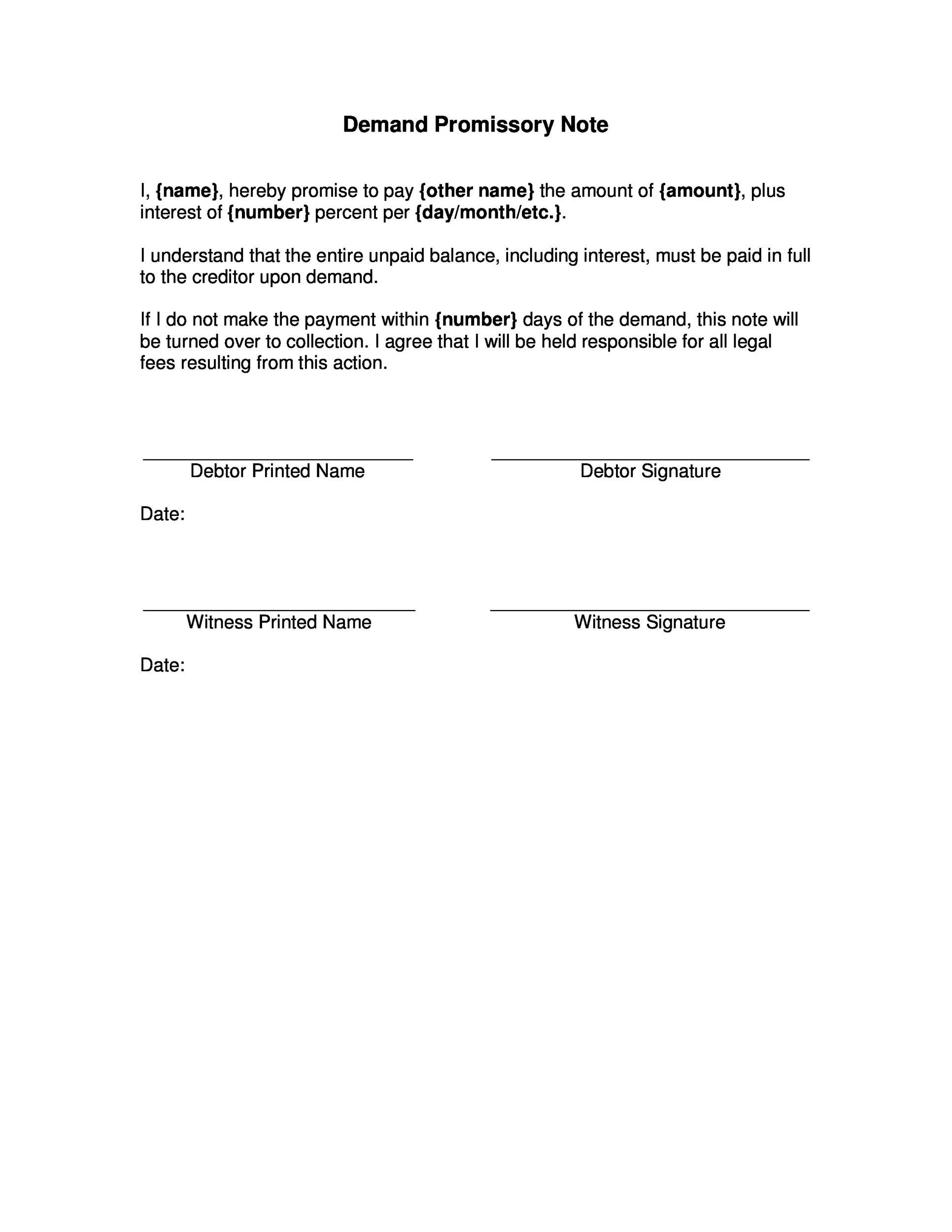 Promissory Note Template 20+ Free (For Word PDF)