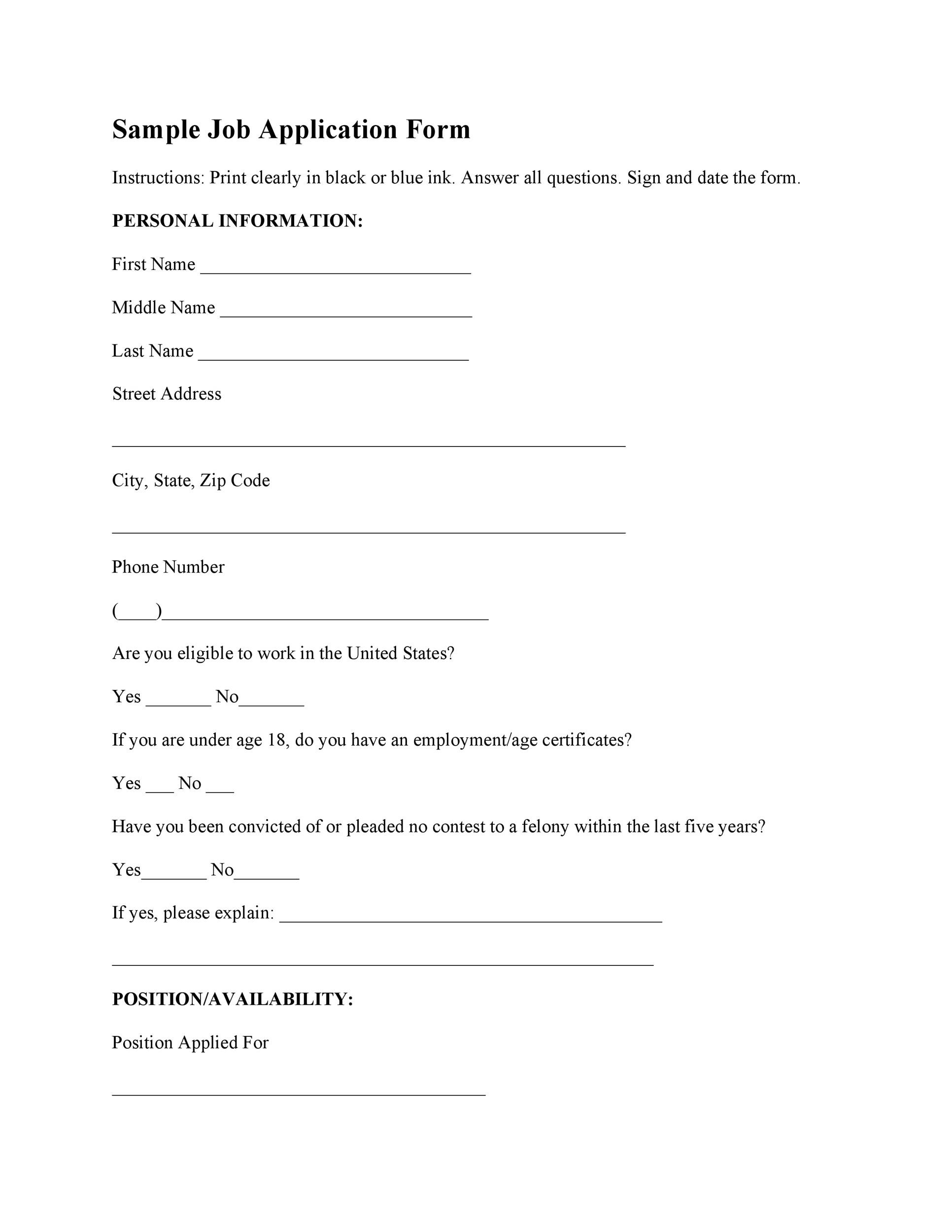 22+ Employment Application Form Template Free Word PDF