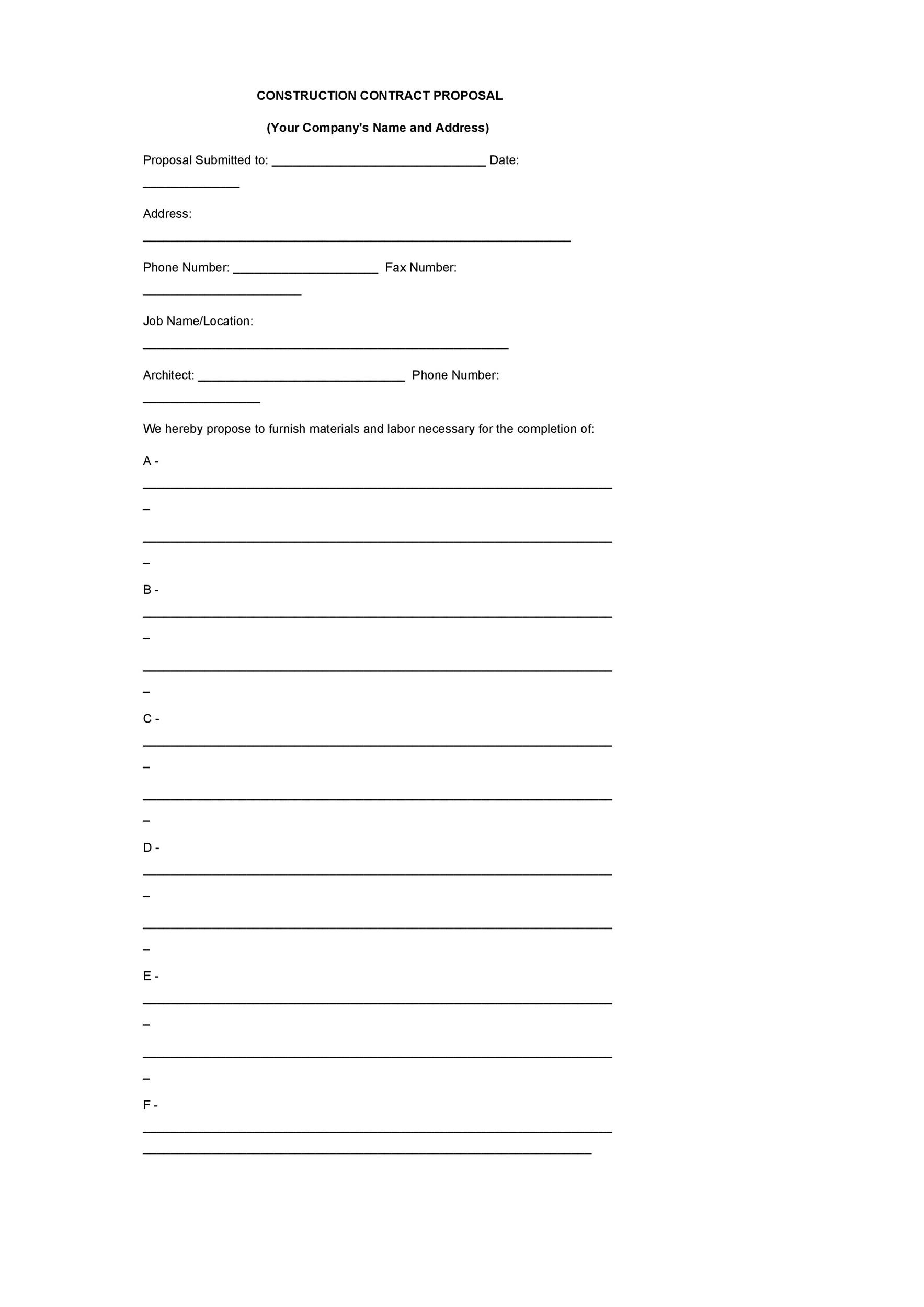 Bid Proposal Template Free Word Templates