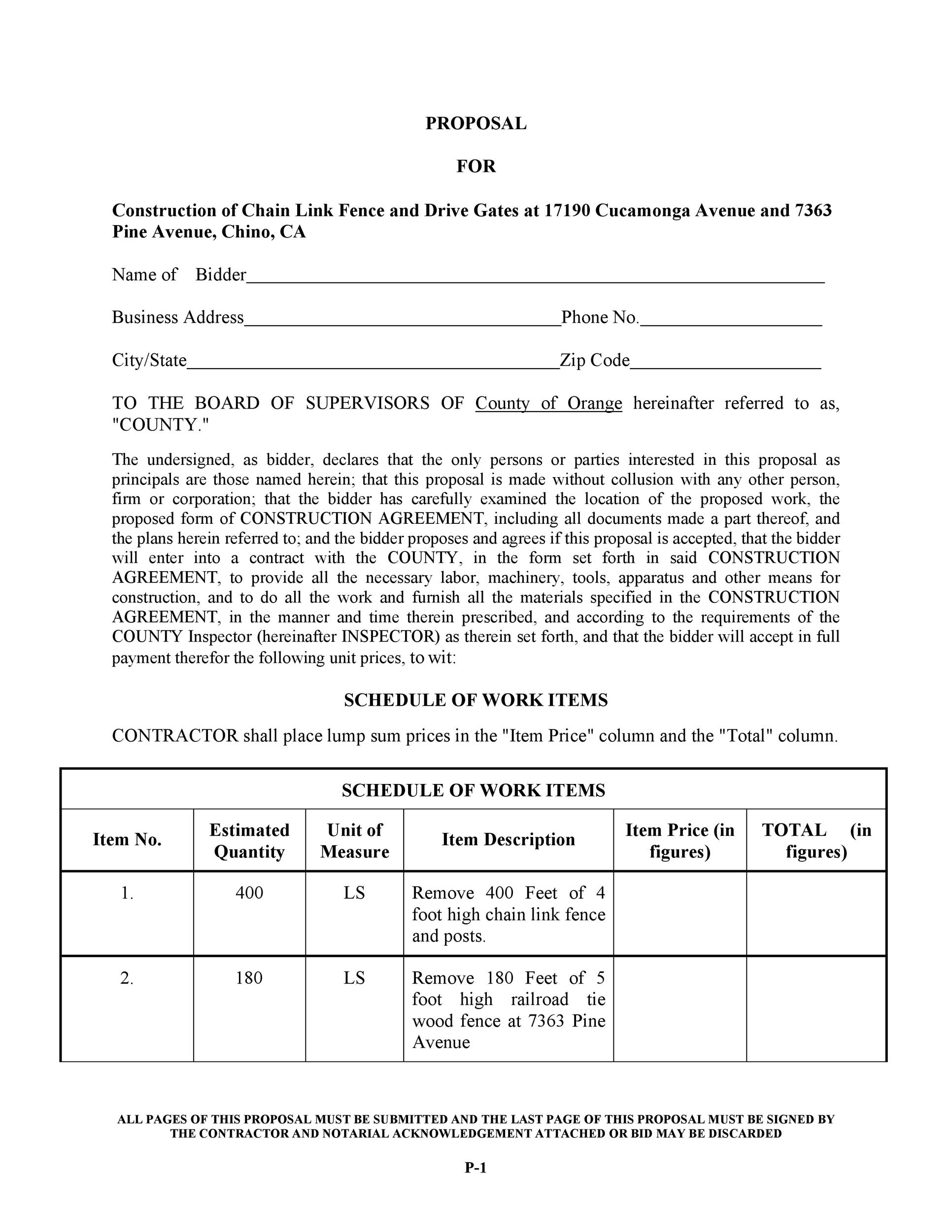 Download Construction Proposal Template for Free TidyForm