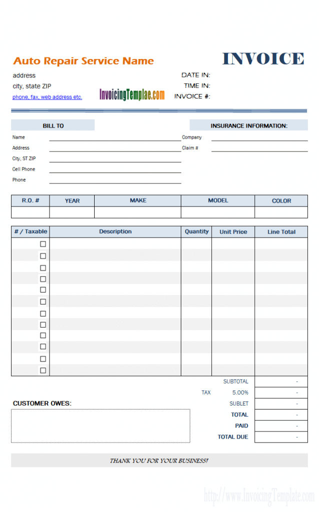 Auto Repair Receipt Pdf ~ rusinfobiz