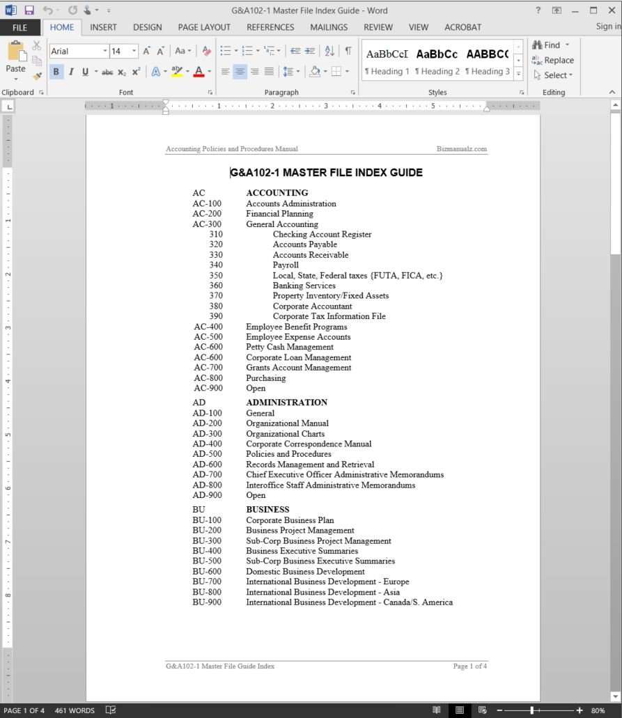 Policy Manual template – MS Word with free checklists